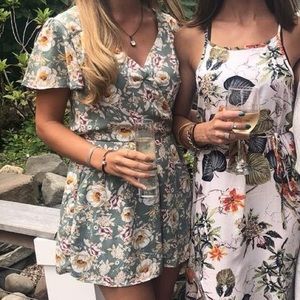 Blue Rain Floral Romper